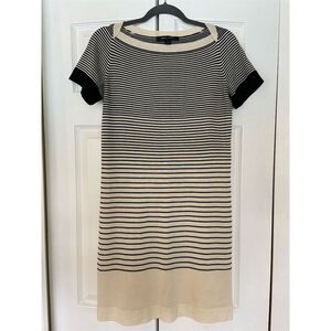 Marc Jacobs Women's Striped Knee Length Dress Black Size S Casual